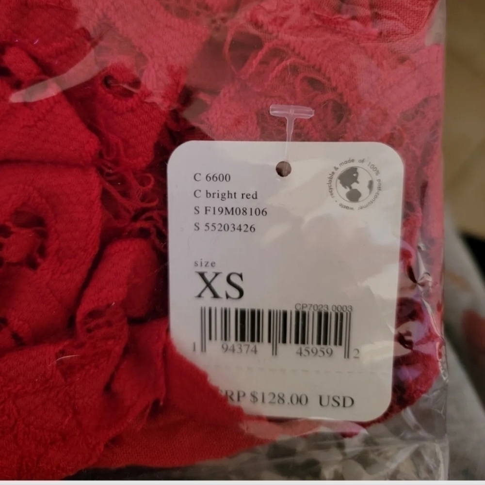 Free People Dres XS Adella Maxi Slip Boho Crochet Lace Red Summer Cottage NEW - Picture 6 of 8
